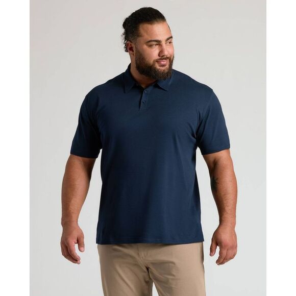 True Classic -  Men's Short Sleeve Collar Neck Pima P Navy Blue - Picture 1 of 4